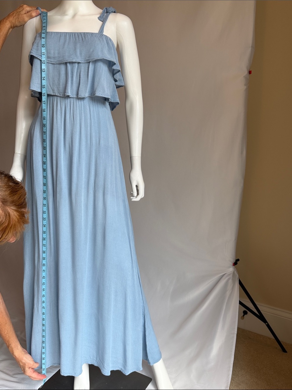 Style Rack Light Blue Ruffle Tie-Shoulder Maxi Dress - Picture 7 of 12